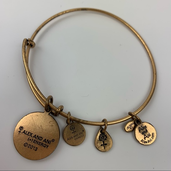 Alex and Ani Bangle Bar "Path of Life" Rafaelian Gold-Tone Expandable Bracelet - Picture 4 of 11